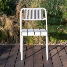 Stackable aluminium chair with weaven rope backrest Verdea