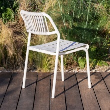 Stackable aluminium chair with weaven rope backrest Verdea