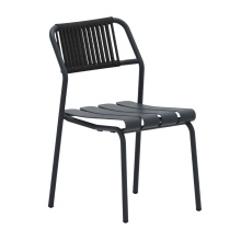Stackable aluminium chair with weaven rope backrest Verdea