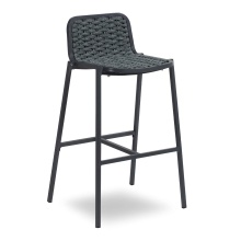 Aluminium outdoor high stool with shell in rope H-Nida Aluminium outdoor high stool with shell in rope H-Nida