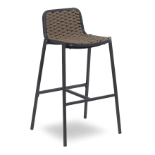 Aluminium outdoor high stool with shell in rope H-Nida Aluminium outdoor high stool with shell in rope H-Nida