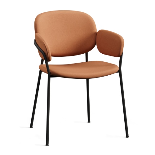 Upholstered chair with metal frame