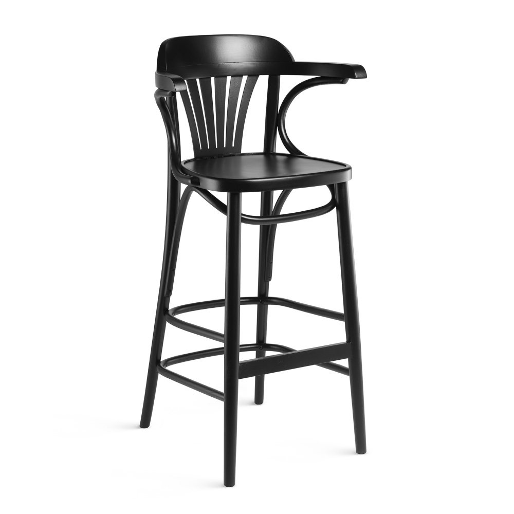 Wooden bar stool with a solid or upholstered seat H-165