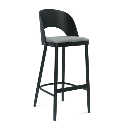 Beech bar stool with upholstered seat