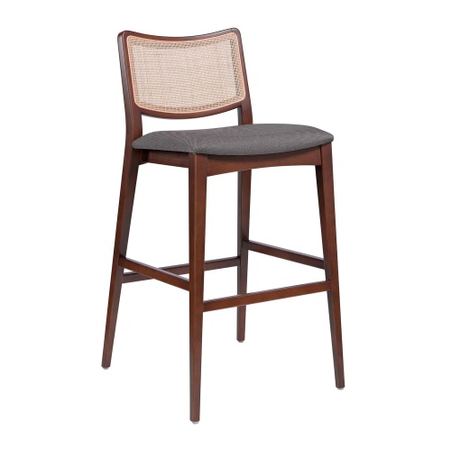 Tabouret de bar à dossier canné
