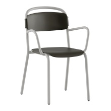 Stackable metal armchair plastic back and seat B-Skol
