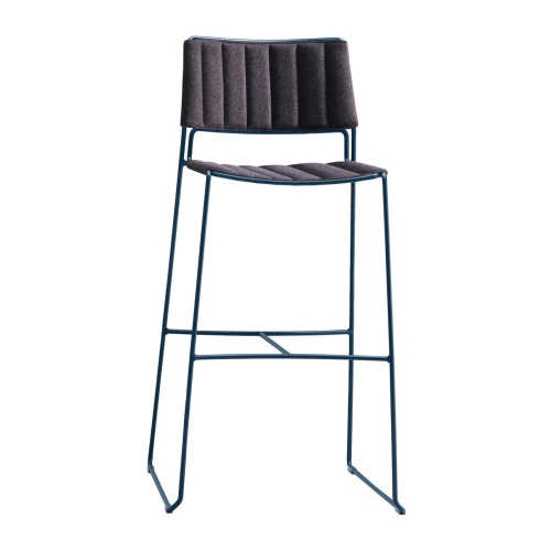Bar stool with metal skid base