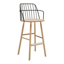 Wooden bar stool with metal back and armrests H-Strike PL