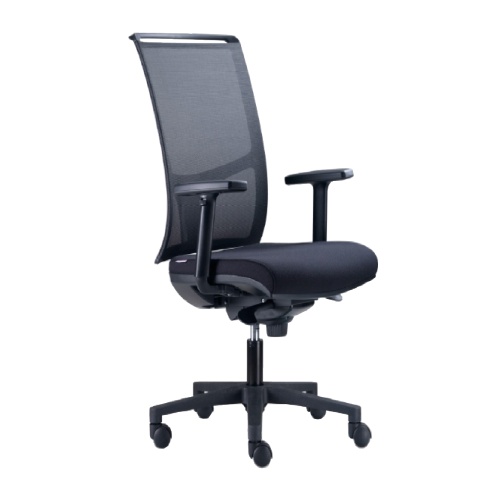 Black mesh task chair with sliding seat