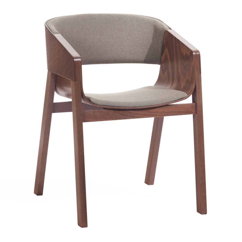 Cafe beech armchair with upholstered seat and back B-400 Merano UPH