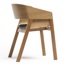 Cafe beech armchair with upholstered seat and back B-400 Merano UPH