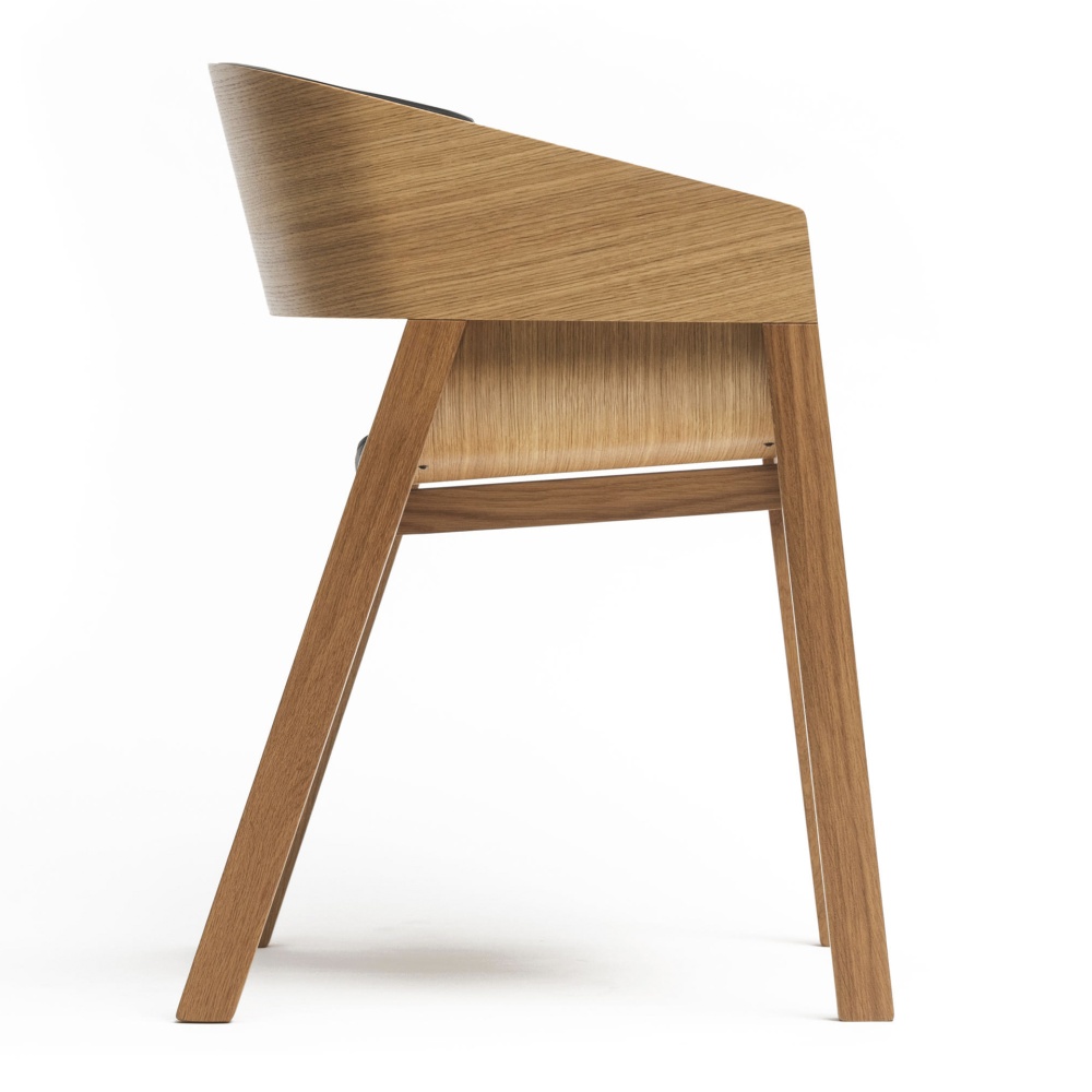 Cafe beech armchair with upholstered seat and back B-400 Merano UPH