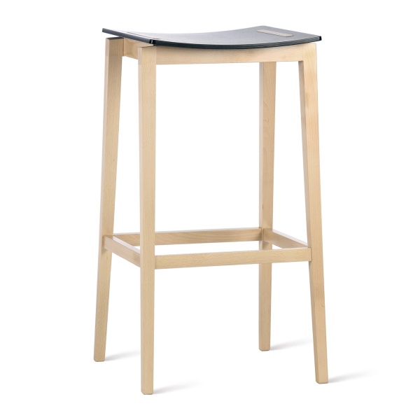 Wooden counter stool with upholstered seat